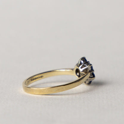 9ct sapphire & diamond flower cluster ring