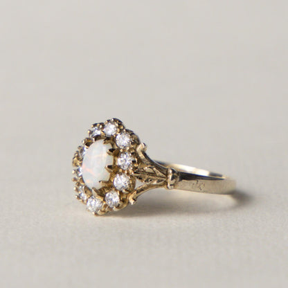 9ct opal & zirconia cluster