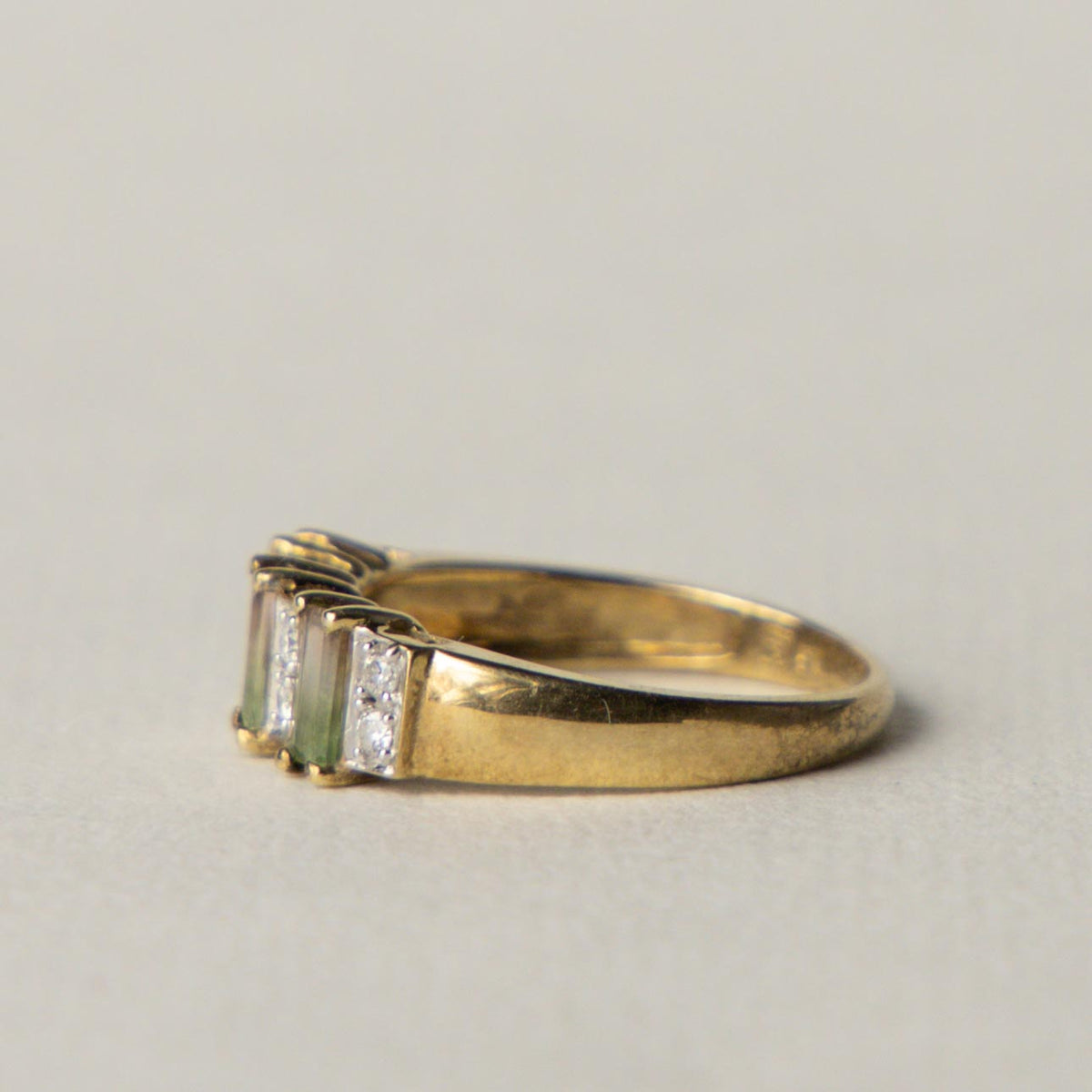9ct water melon tourmaline & diamond trilogy