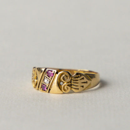 Antique 18ct Art Deco ruby & diamond