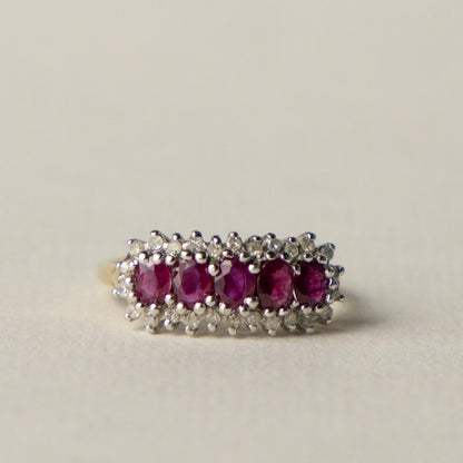 9ct ruby & diamond cluster