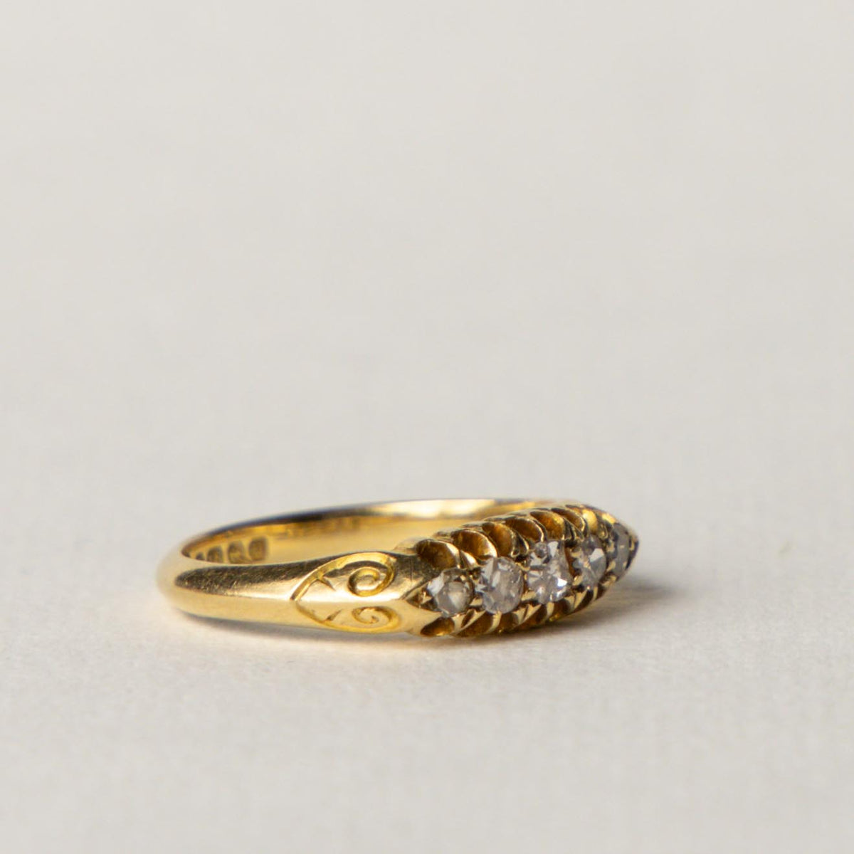 antique 18ct diamond boat ring
