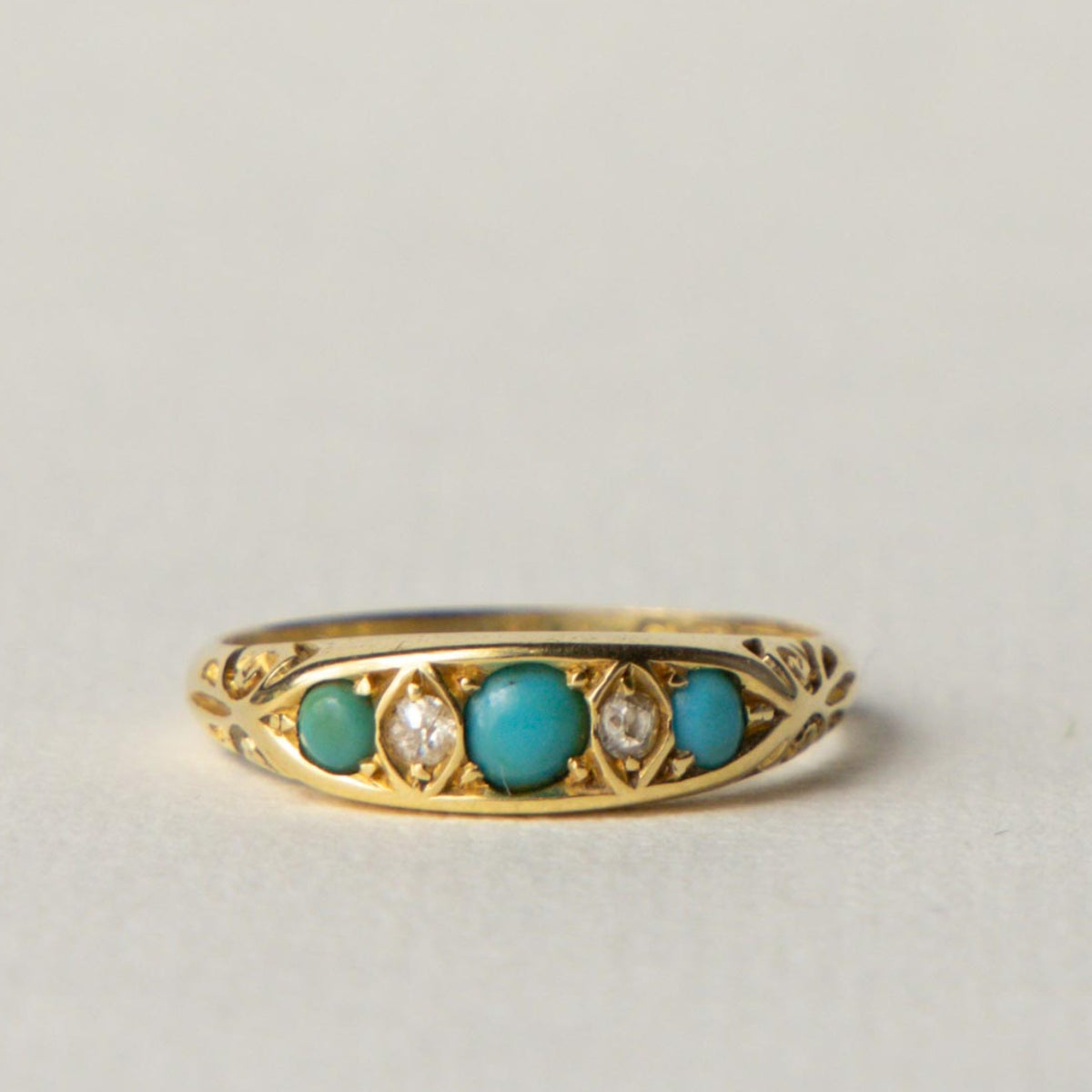antique 18ct turqouise & diamond ring