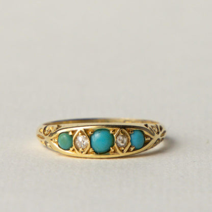 antique 18ct turqouise & diamond ring