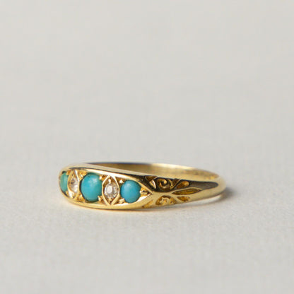 antique 18ct turqouise & diamond ring