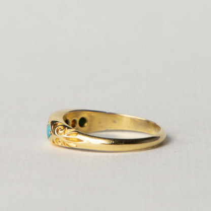 antique 18ct turqouise & diamond ring