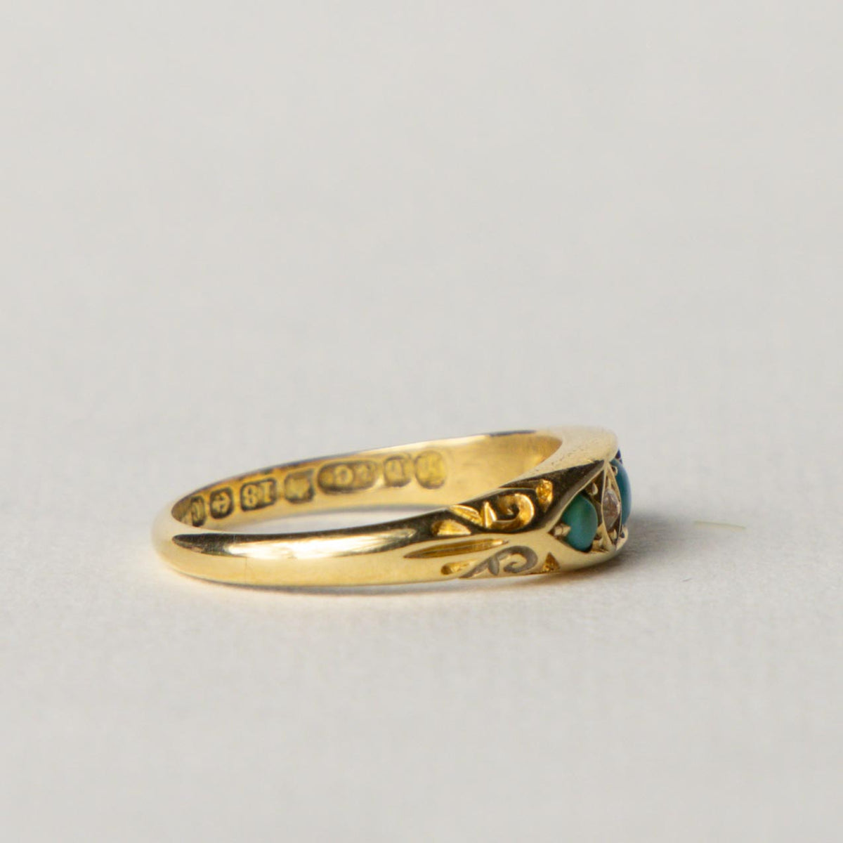 antique 18ct turqouise & diamond ring