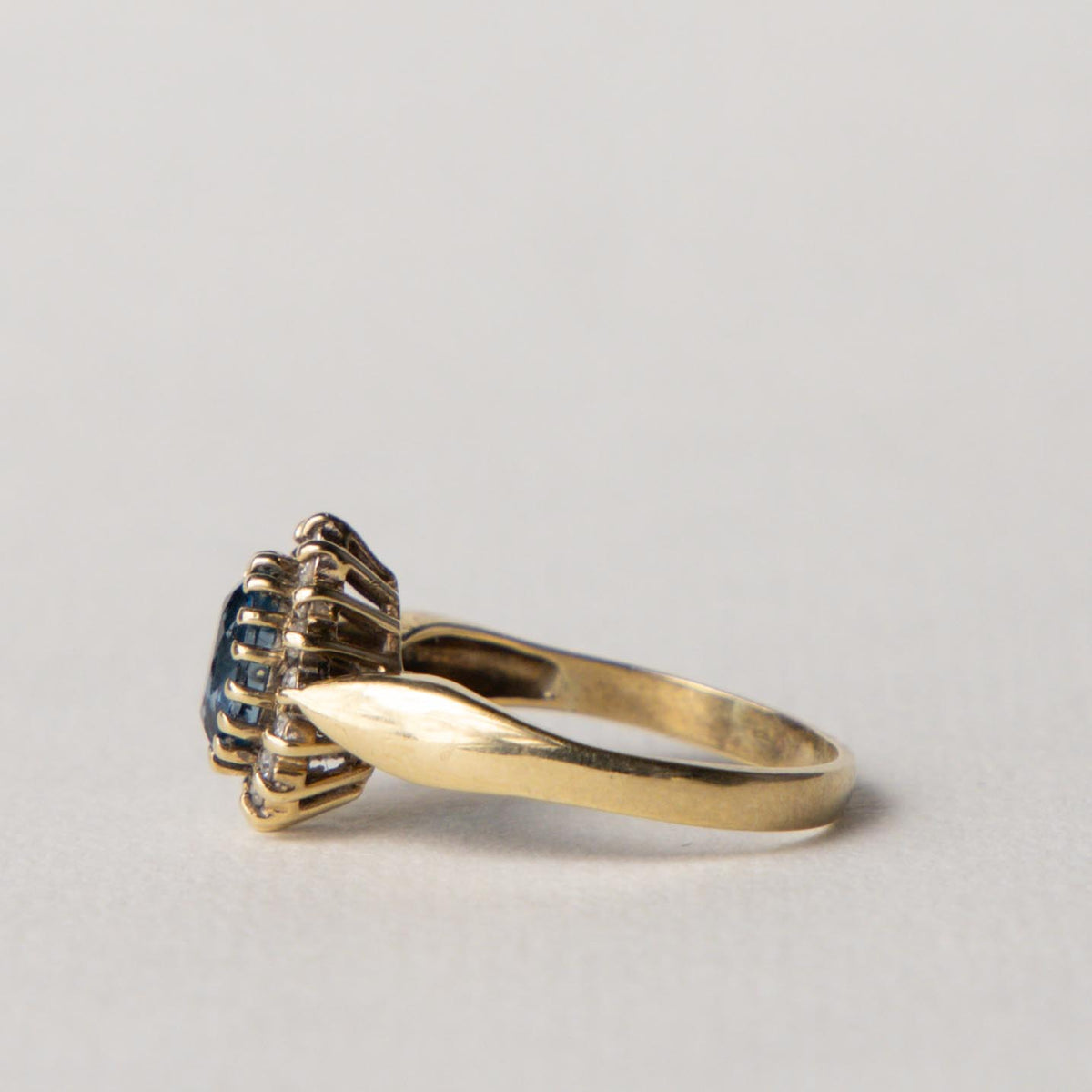 9ct Diana halo blue topaz & diamond