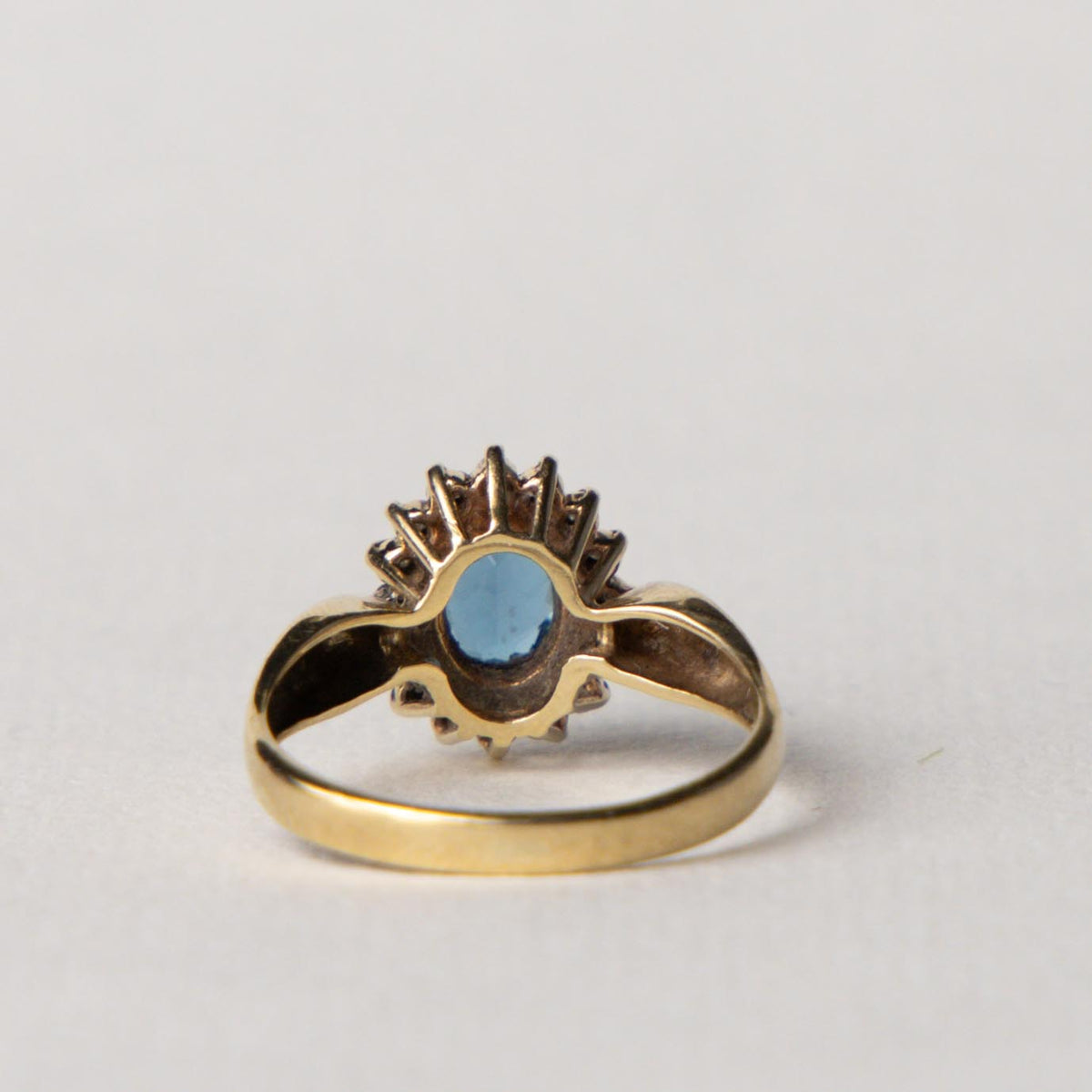 9ct Diana halo blue topaz & diamond