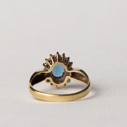 9ct Diana halo blue topaz & diamond