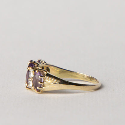 9ct amethyst & diamond trilogy ring