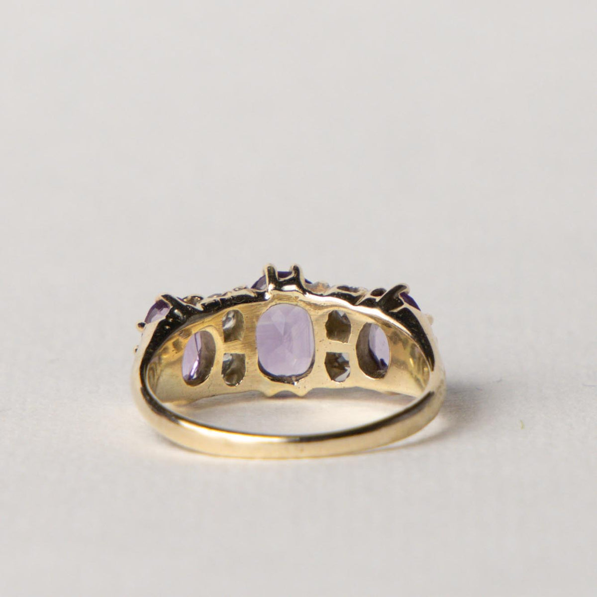 9ct amethyst & diamond trilogy ring