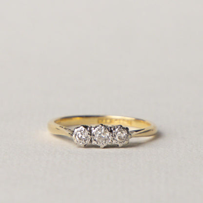 antique 18ct diamond trilogy