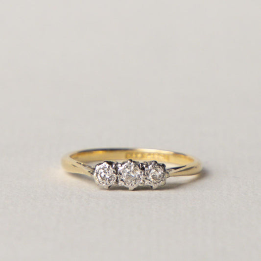 antique 18ct diamond trilogy