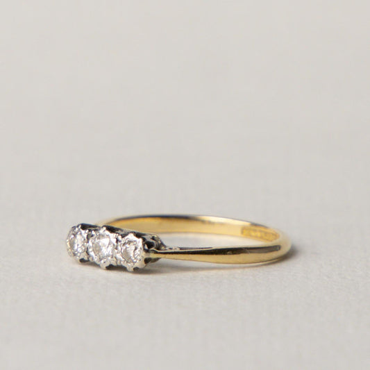 antique 18ct diamond trilogy