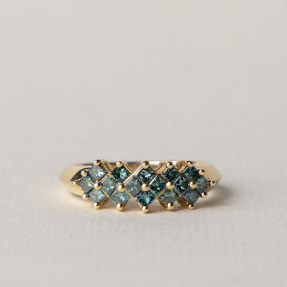 14ct blue diamond cluster ring