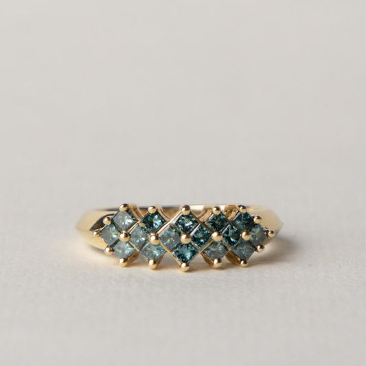 14ct blue diamond cluster ring