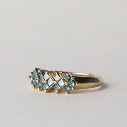 14ct blue diamond cluster ring