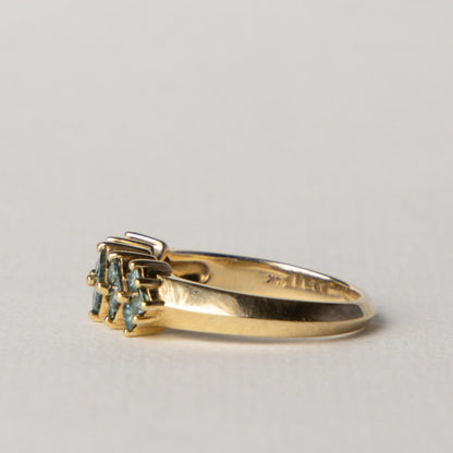 14ct blue diamond cluster ring