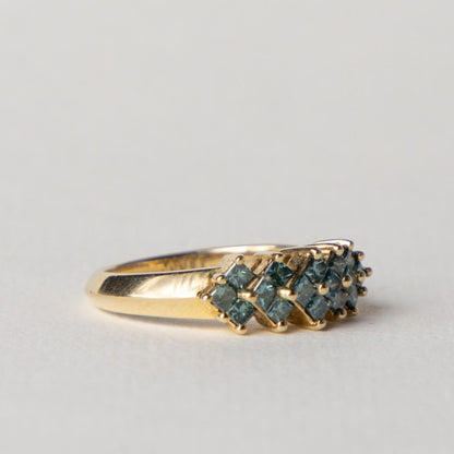 14ct blue diamond cluster ring