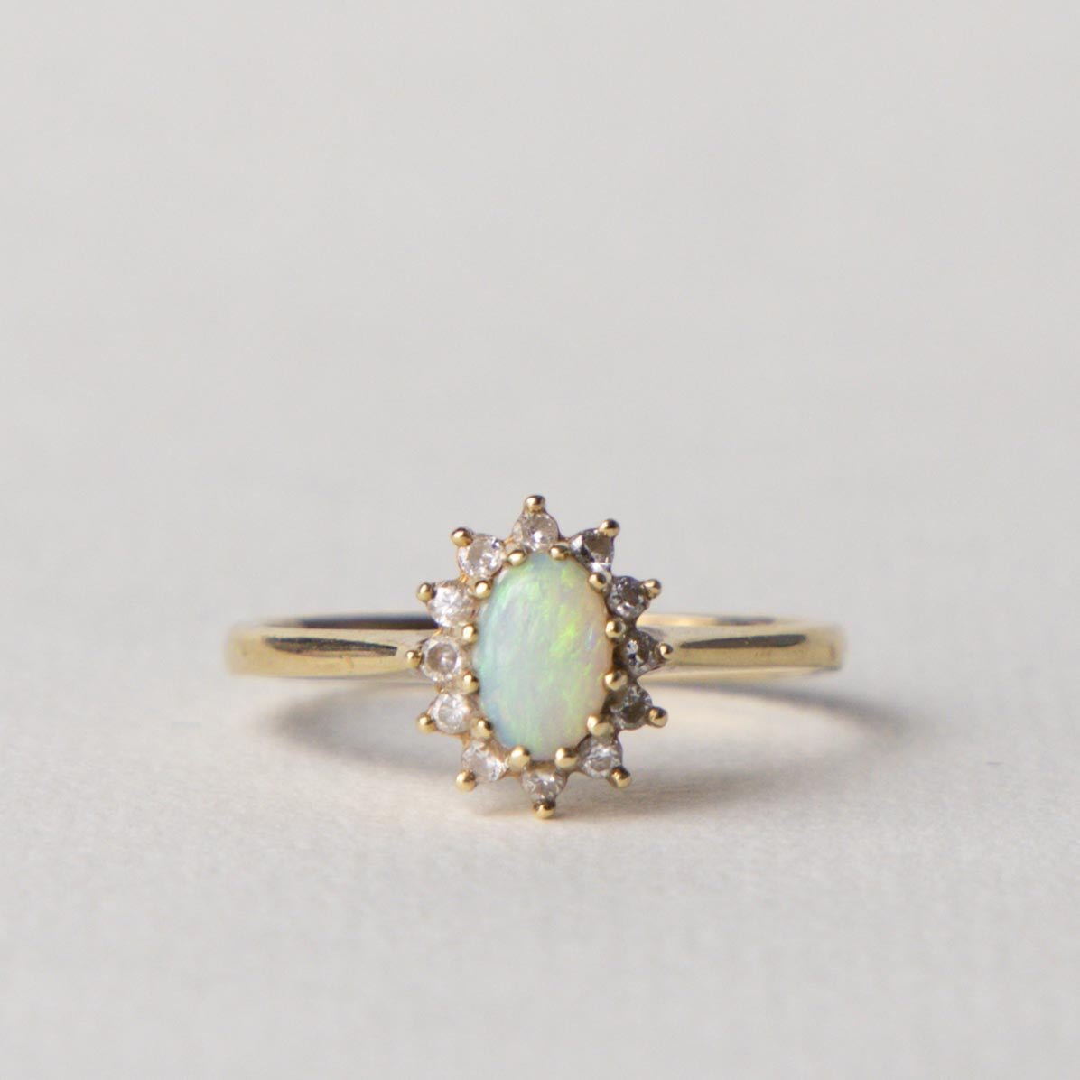 9ct opal & diamond halo ring
