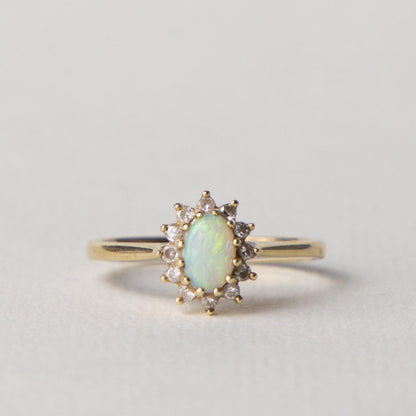 9ct opal & diamond halo ring