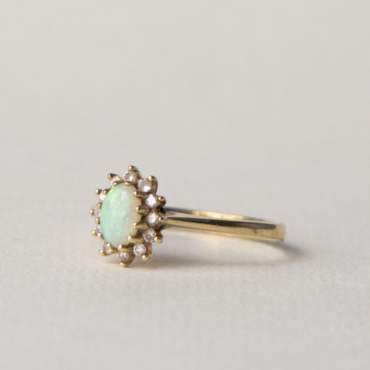 9ct opal & diamond halo ring
