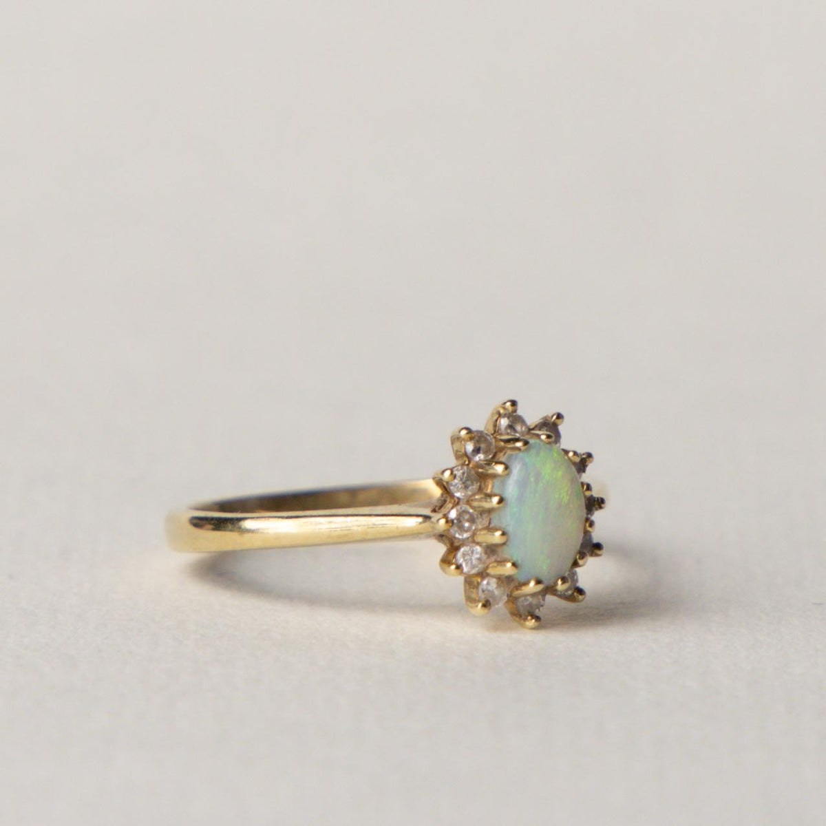 9ct opal & diamond halo ring