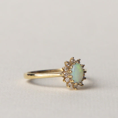 9ct opal & diamond halo ring