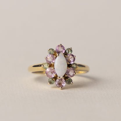 9 carat opal peridot topaz cluster ring