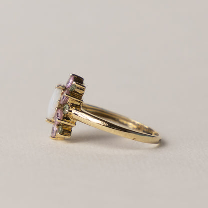 9 carat opal peridot topaz cluster ring