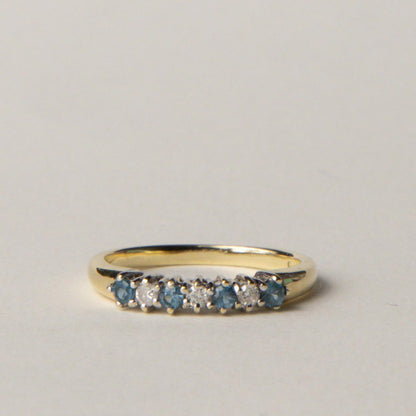 9ct blue topaz & diamond row ring