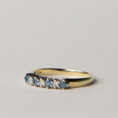 9ct blue topaz & diamond row ring