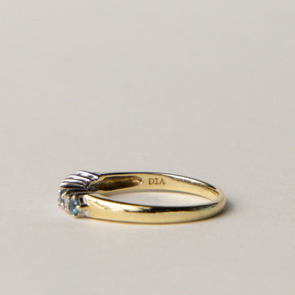 9ct blue topaz & diamond row ring