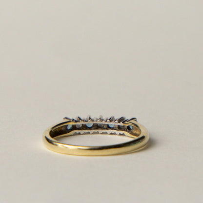 9ct blue topaz & diamond row ring