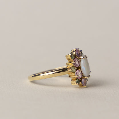 9 carat opal peridot topaz cluster ring