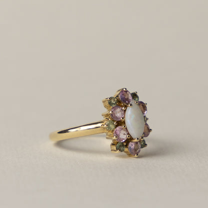 9 carat opal peridot topaz cluster ring