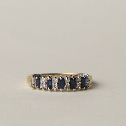 9ct sapphire & diamond row ring