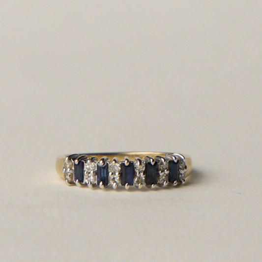 9ct sapphire & diamond row ring