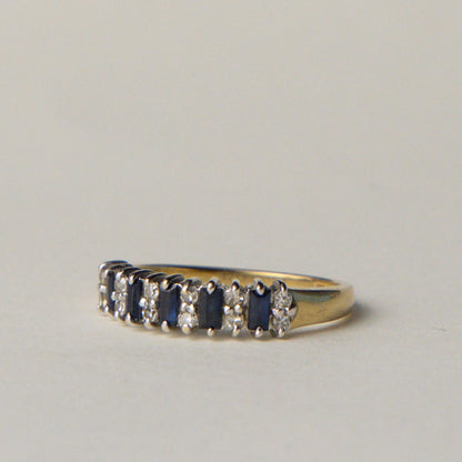 9ct sapphire & diamond row ring