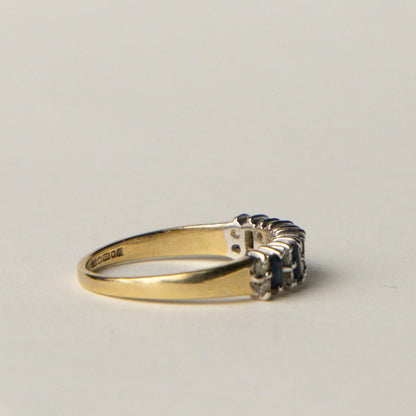 9ct sapphire & diamond row ring