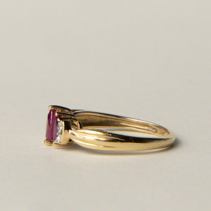 9ct ruby & diamond trilogy ring