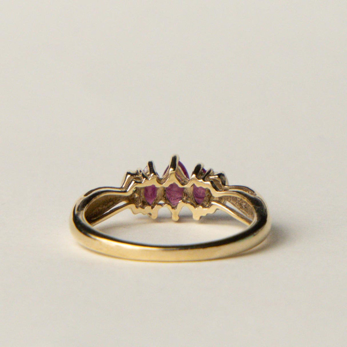 9ct ruby & diamond trilogy ring