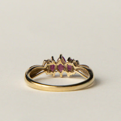 9ct ruby & diamond trilogy ring