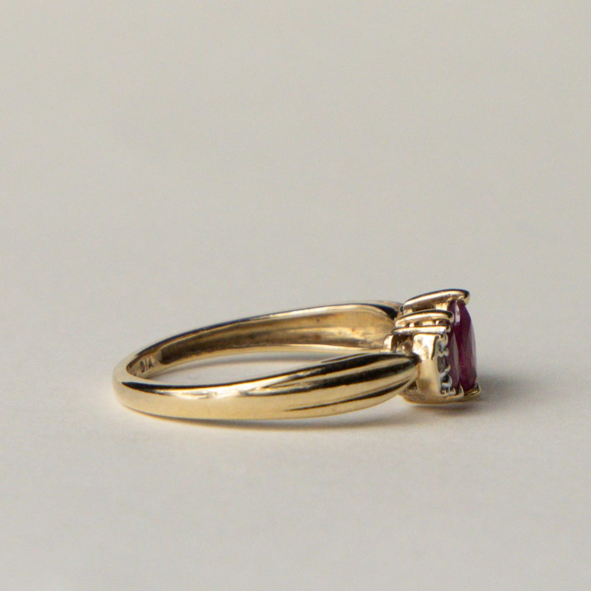 9ct ruby & diamond trilogy ring