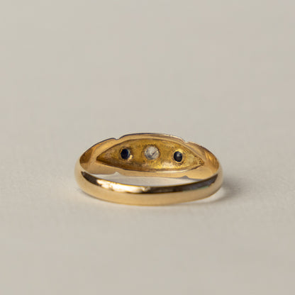 antique 9 carat gold sapphire diamond ring