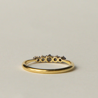 antique Art Deco 18ct gold old cut diamond row ring