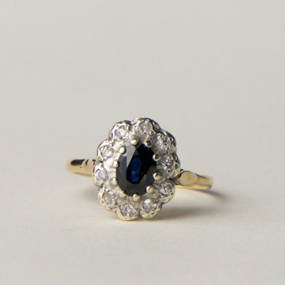 9ct Diana sapphire & diamond halo ring