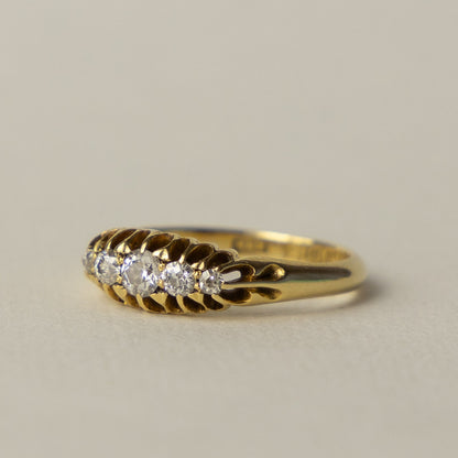 antique 18 carat Edwardian diamond boat ring
