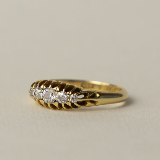antique 18 carat Edwardian diamond boat ring